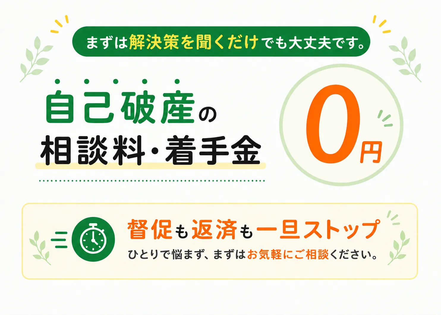 自己破産で借金を全額免除できるか無料で確認しましょう！まずは事務員にお悩みをお話しください。自己破産の相談料・着手金0円。